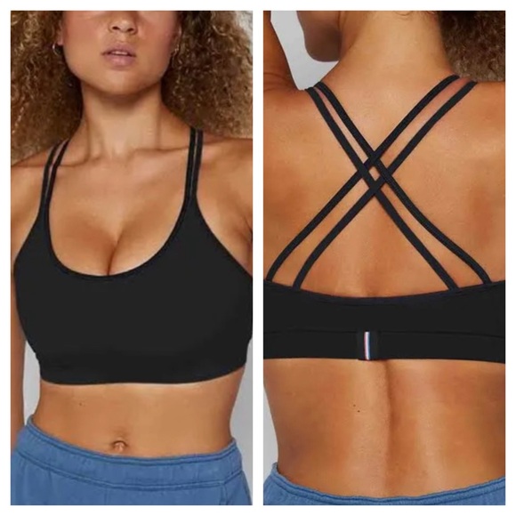 FourLaps‎ Vitality Sports Bra Double Cross Back  Womens Black Gym/Workout NWT - Picture 1 of 9